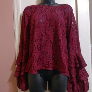 Women's lace top with bell sleeves